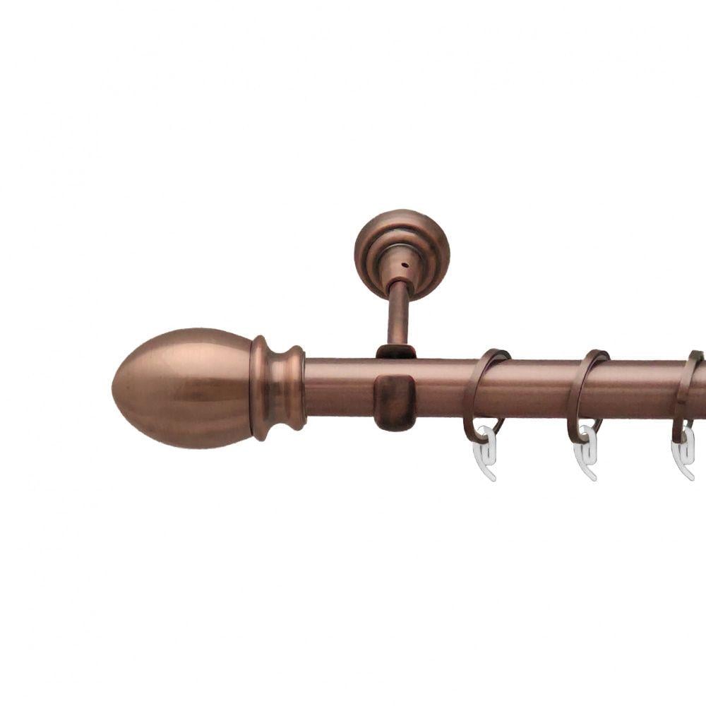 Карниз металлический Orvit Белуно однорядный открытый/гладкая труба/кольцо фасонное металлическое Медь 25 мм 300 см (6947868)