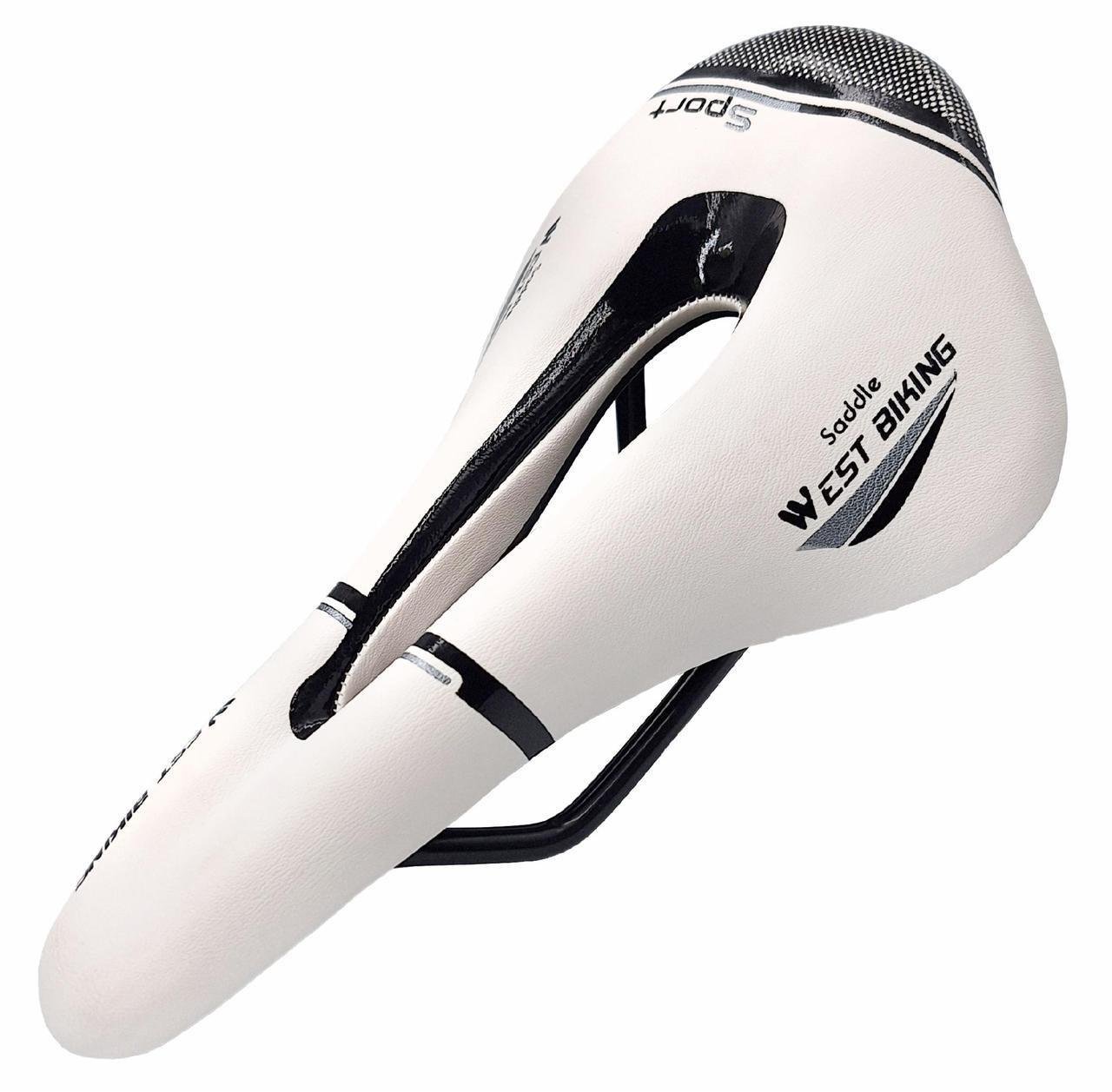 Сідло велосипедне West biking Sport YP0801117 з вентиляційним отвором 25х15 см Чорний з білим (G0001575)