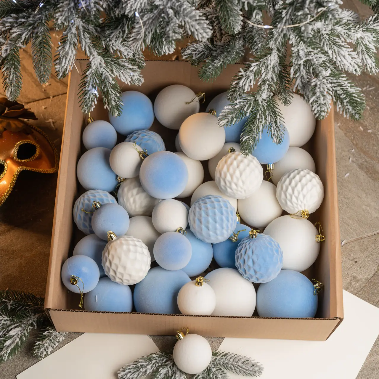 Набір куль новорічних Оксамит 40 шт. Блакитний (Бархат блак.) - фото 2