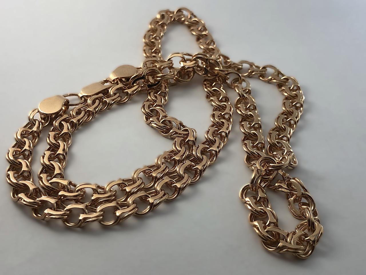 Цепочка позолоченная серебряная Казацкий Бисмарк 65 см