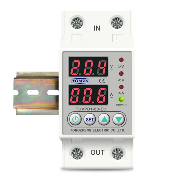 Защитное реле контроля напряжения и тока TOMZN 63А (TOVPD1-60-EC) 140-300В Защитное реле контроля напряжения и тока TOMZN 63А (TOVPD1-60-EC) 140-300В