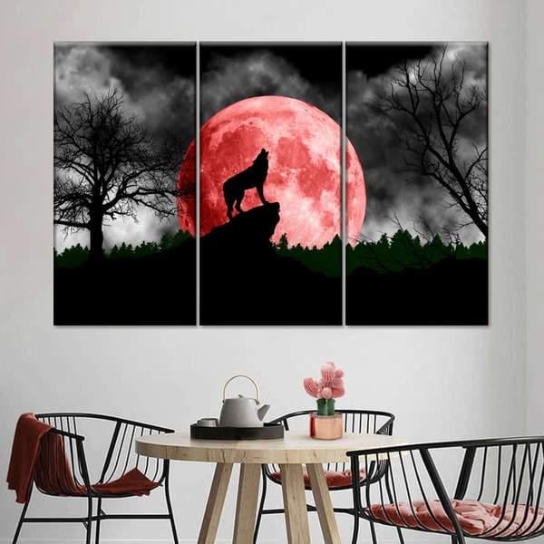 Модульная картина KIL Art Вой на кровавую луну из трех частей 78x48 см (M3_M_48) Модульная картина KIL Art Вой на кровавую луну из трех частей 78x48 см (M3_M_48)
