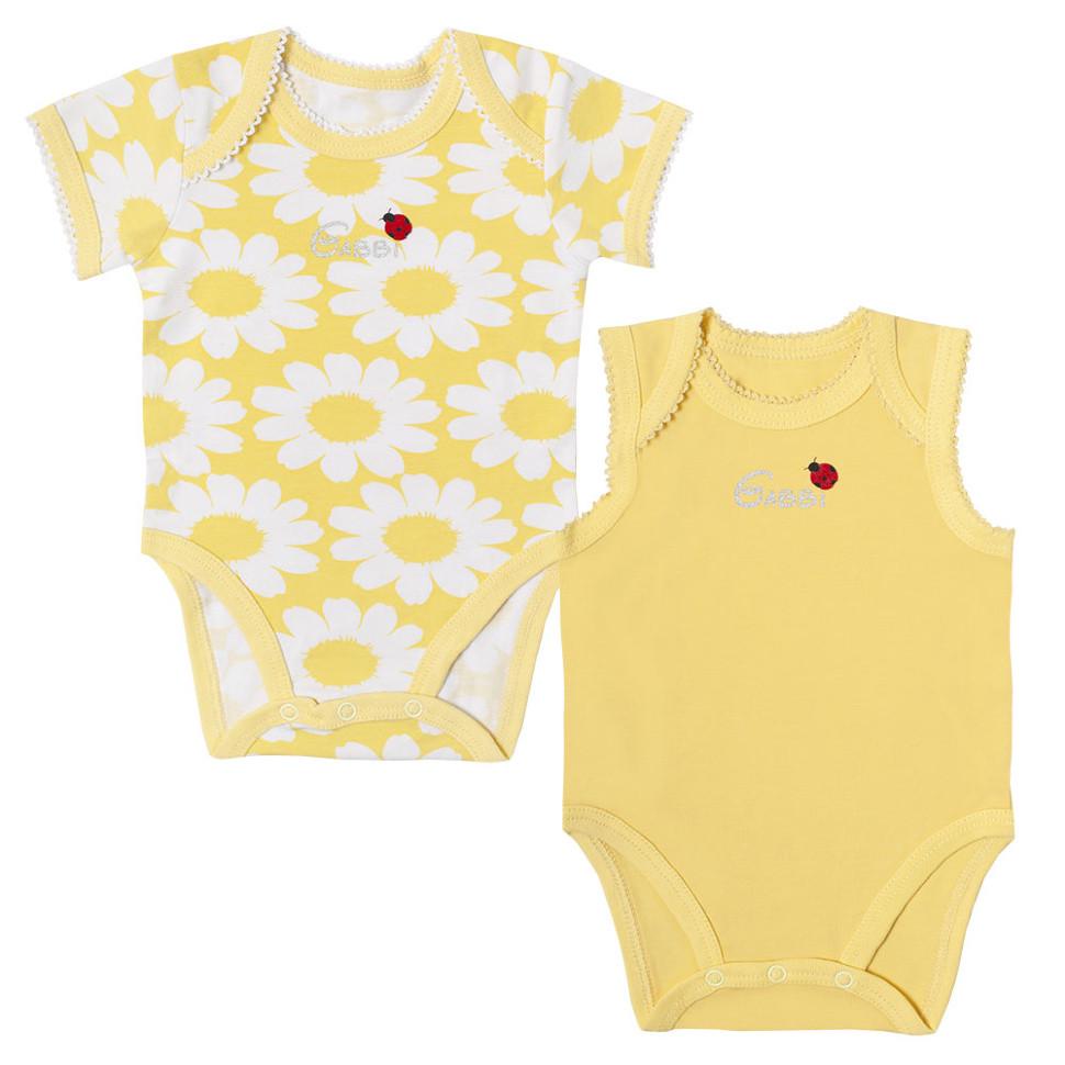 Боди детское хлопковое с коротким рукавом для девочки на кнопках Gabbi BD-19-20-2 Ромашка 68 см Желтый (11543)