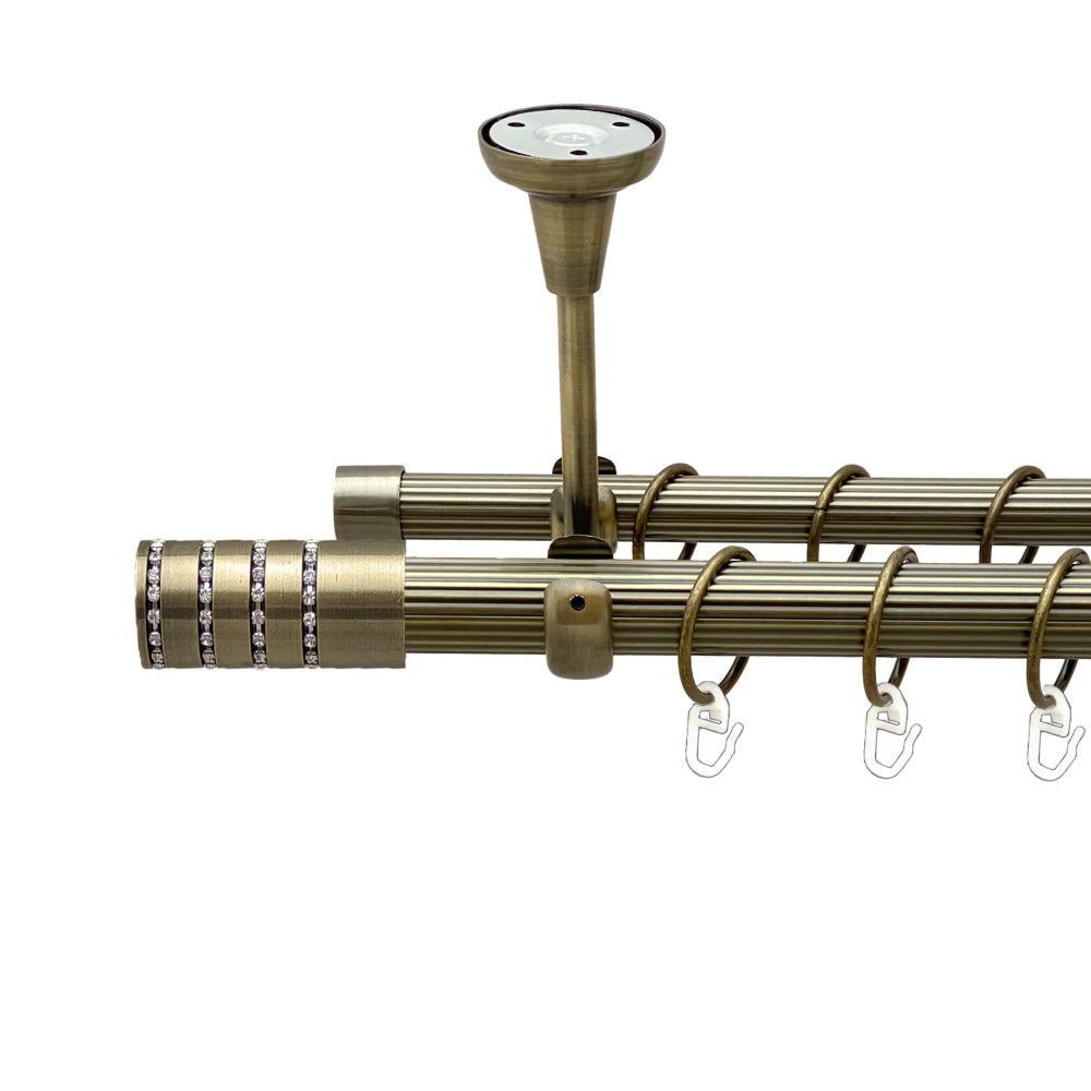 Карниз Orvit Барамелла металевий дворядний відкритий до стелі рифлена труба кільце металеве 25/19 мм 240 см Антик (00-00018831)