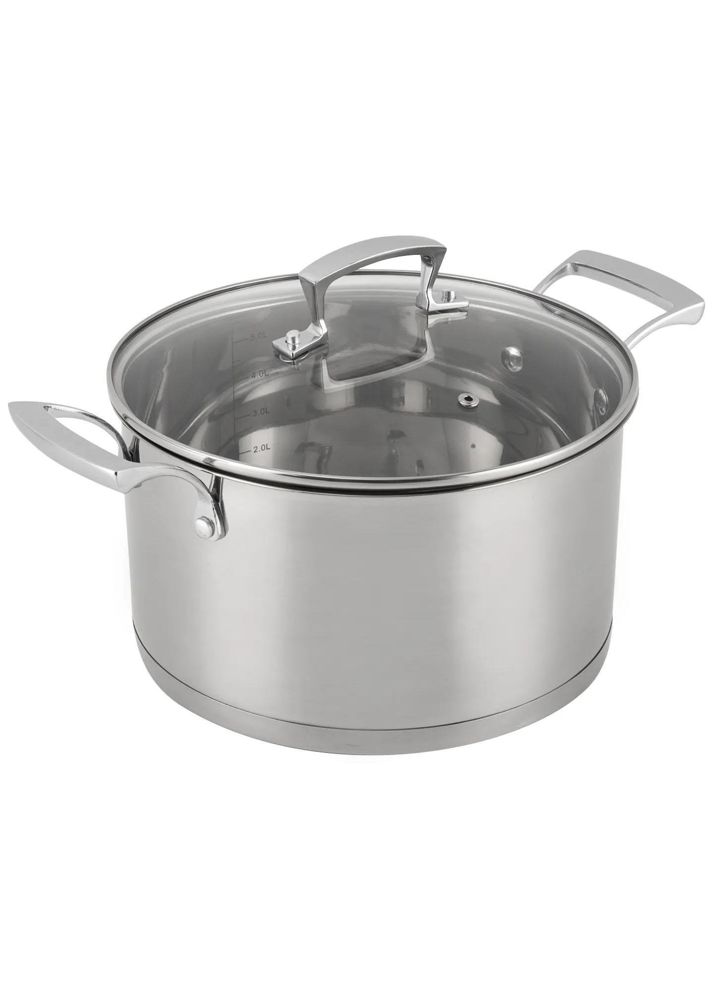 Кастрюля Krauzer цилиндрическая металлик нержавеющая сталь 3,5 л 20 см Graphite (78313)