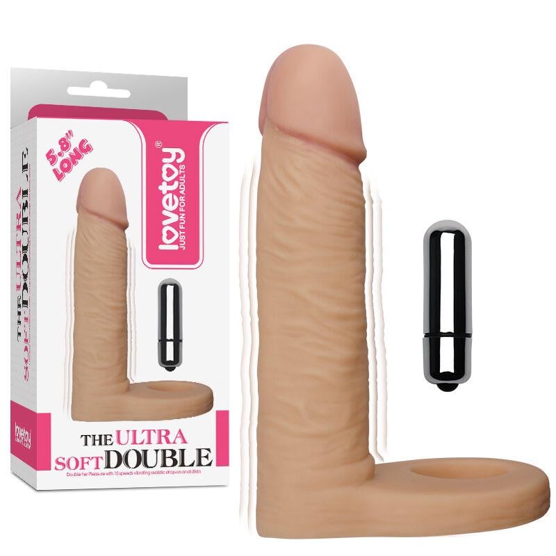 Насадка на член для двойного проникновения The Ultra Soft Double Vibrating 5,8" (36093831)