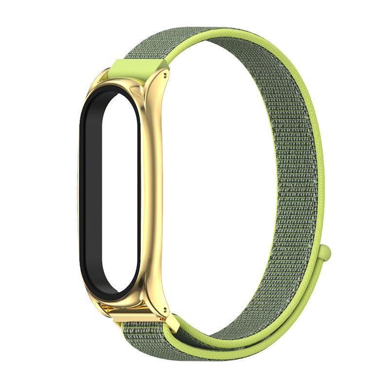 Ремешок для смарт-браслетов MiJobs Nylon Loop Plus для Xiaomi Mi Band 4/3 Золотой-Салатовый (1381P)