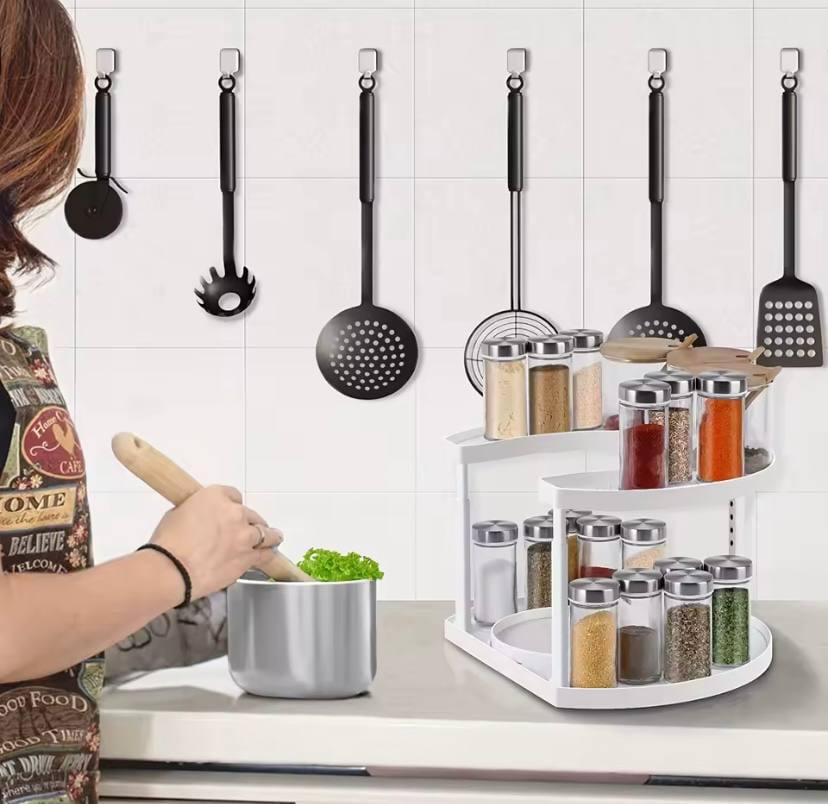 Полиця-органайзер для спецій Spice Spinner двоярусна з поворотним механізмом Білий (41e0e934) - фото 5 Полиця-органайзер для спецій Spice Spinner двоярусна з поворотним механізмом Білий (41e0e934) - фото 5