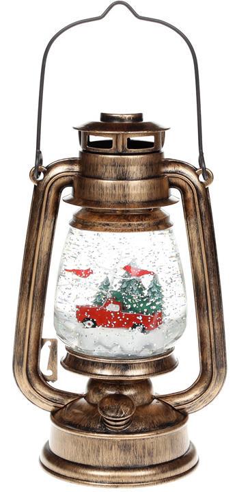 Фонарь новогодний декоративный Автомобиль с елкой с LED подсветкой подвесной 26 см