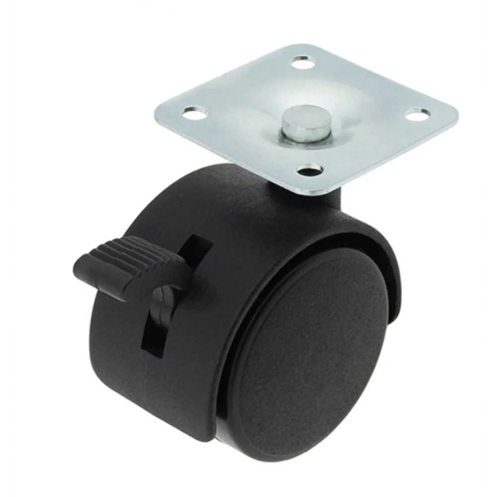 Меблевий ролик HTS з майданчиком гальмом d 40 мм Чорний (RL0227)