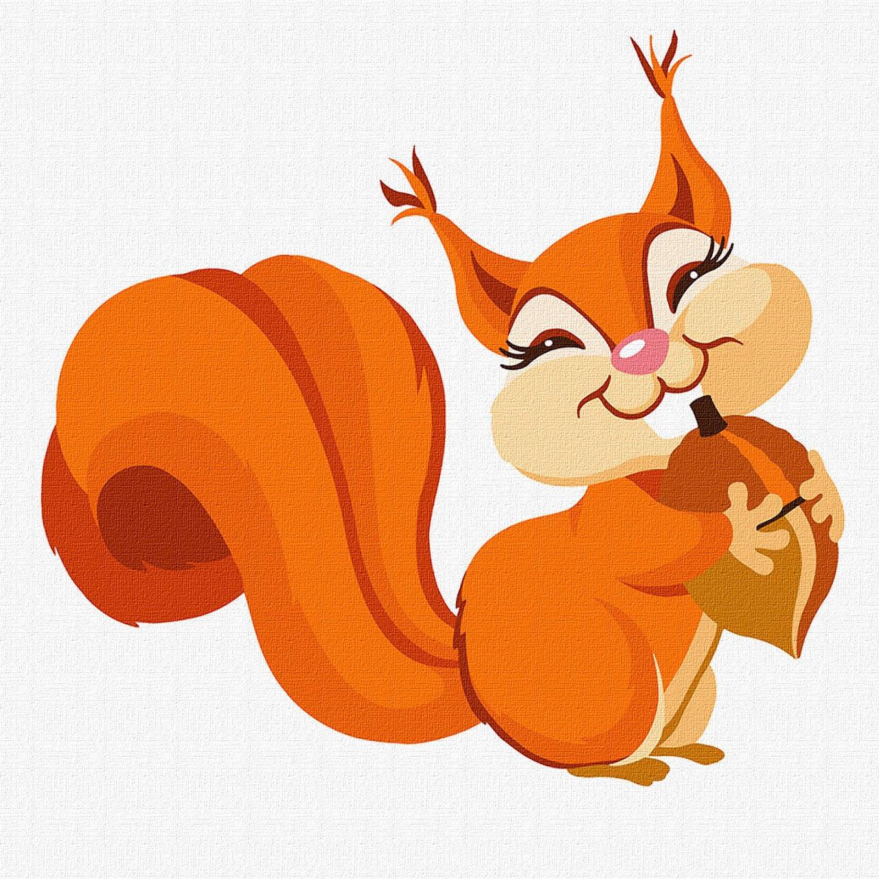 Картина по номерам Идейка Счастливая белочка KHO6003 холст на подрамнике 30х30 см (1626329006)