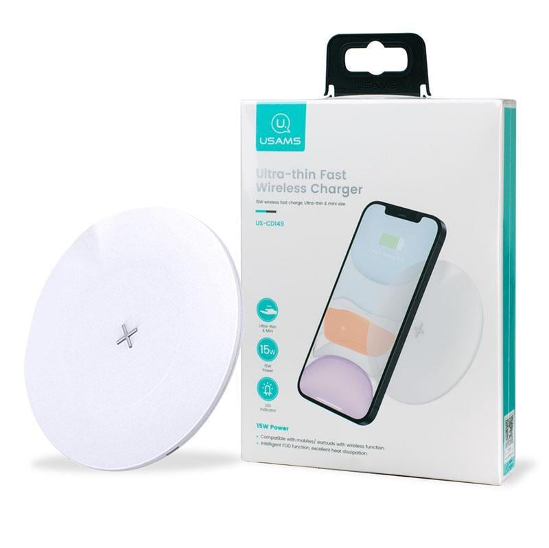 Зарядное устройство беспроводное Usams US-CD149 Ultra-thin Fast Wireless Charger 15W White (231704) Зарядное устройство беспроводное Usams US-CD149 Ultra-thin Fast Wireless Charger 15W White (231704)