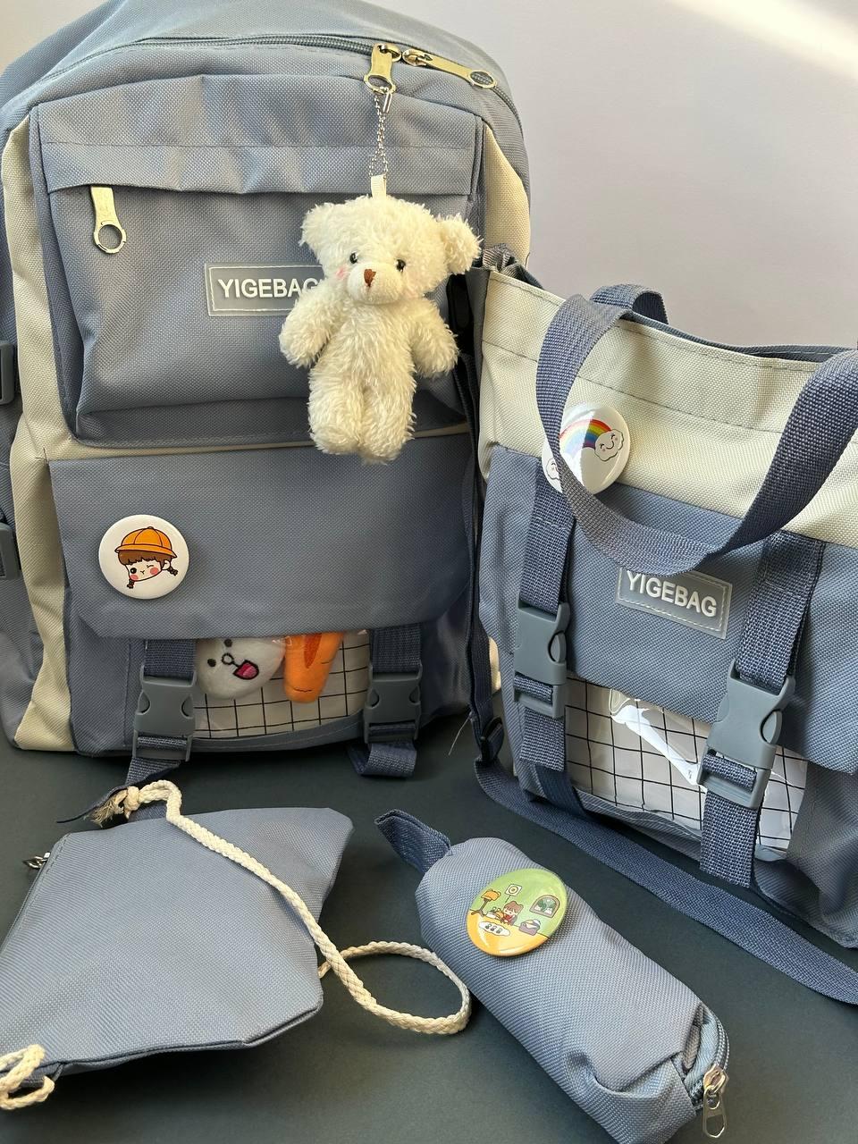 Комлект шкільний рюкзак/сумка/клатч/брелок/кишеня з іграшками Блакитний (27795683) - фото 6 Комлект шкільний рюкзак/сумка/клатч/брелок/кишеня з іграшками Блакитний (27795683) - фото 6