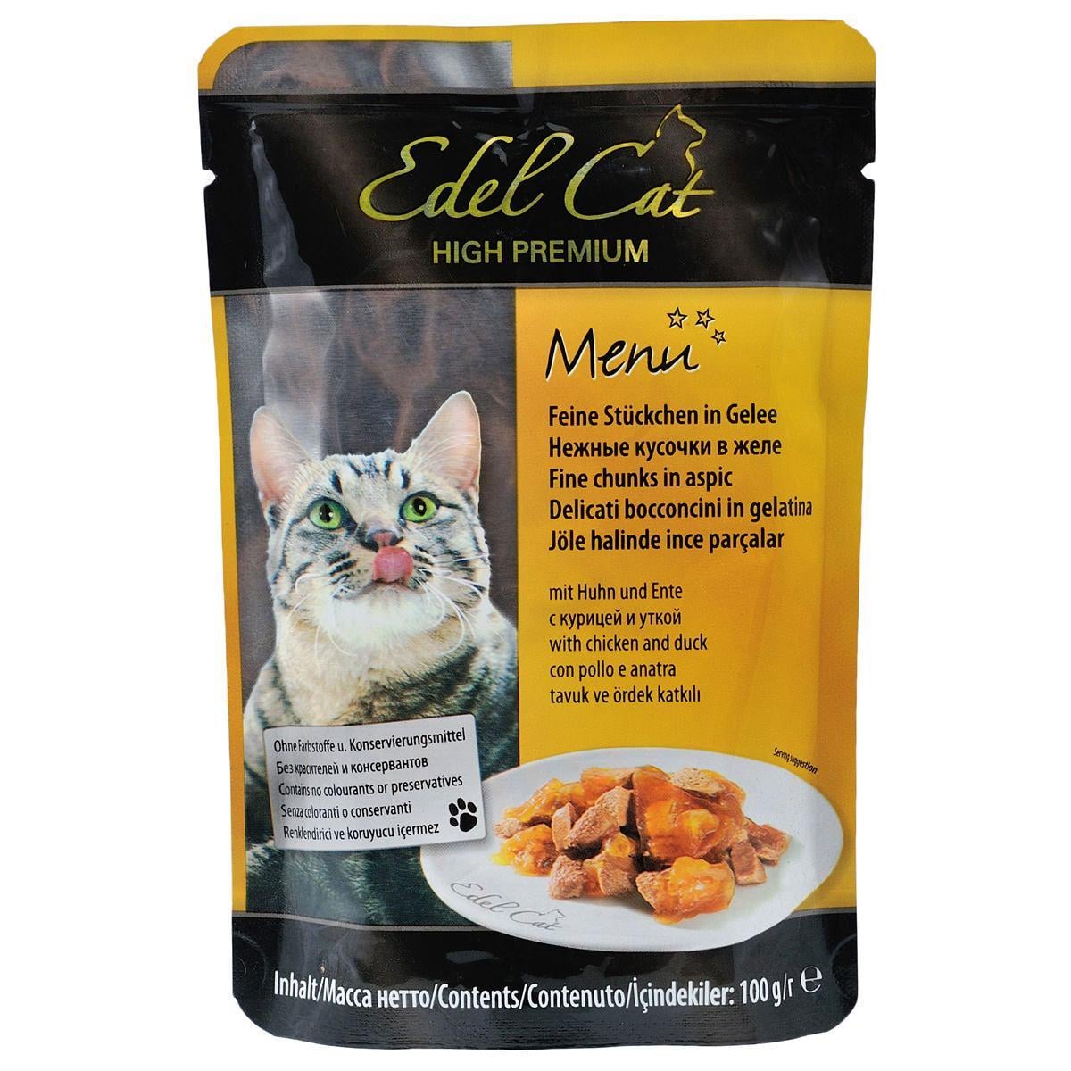Корм влажный для кошек Edel Cat pouch с курицей и уткой в желе 100 г (1805449193)