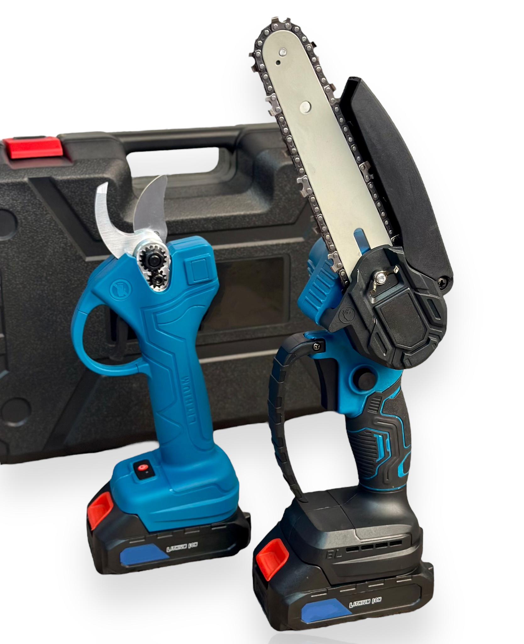 Набір 2в1 ланцюгова пилка 6" і секатор 21V в кейсі та 2 акумулятори (СS-02)