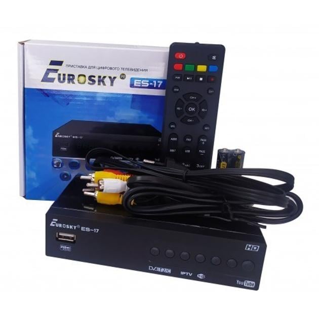 Тюнер Eurosky ES-17 DVB-T2 Metall+INTERNET с функцией записи и просмотра интернет-каналов IPTV/YouTube Тюнер Eurosky ES-17 DVB-T2 Metall+INTERNET с функцией записи и просмотра интернет-каналов IPTV/YouTube