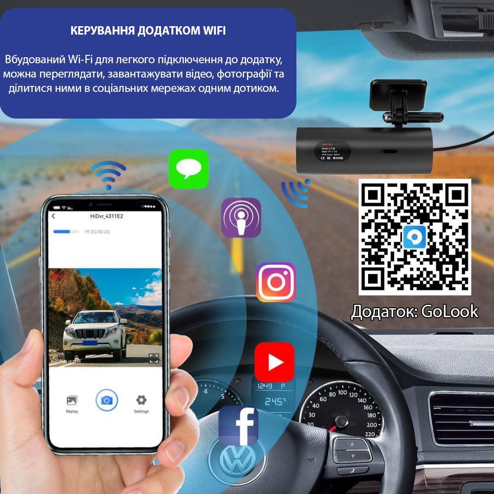 Видеорегистратор автомобильный 4K WIFI с системой круглосуточного мониторинга парковки с SD-картой 64 Гб - фото 7 Видеорегистратор автомобильный 4K WIFI с системой круглосуточного мониторинга парковки с SD-картой 64 Гб - фото 7