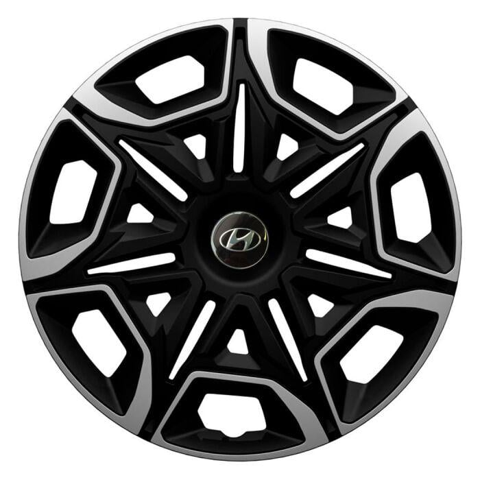 Ковпаки для коліс 4 Racing Varido R14 з логотипом Hyundai 4 шт. Silver/Black