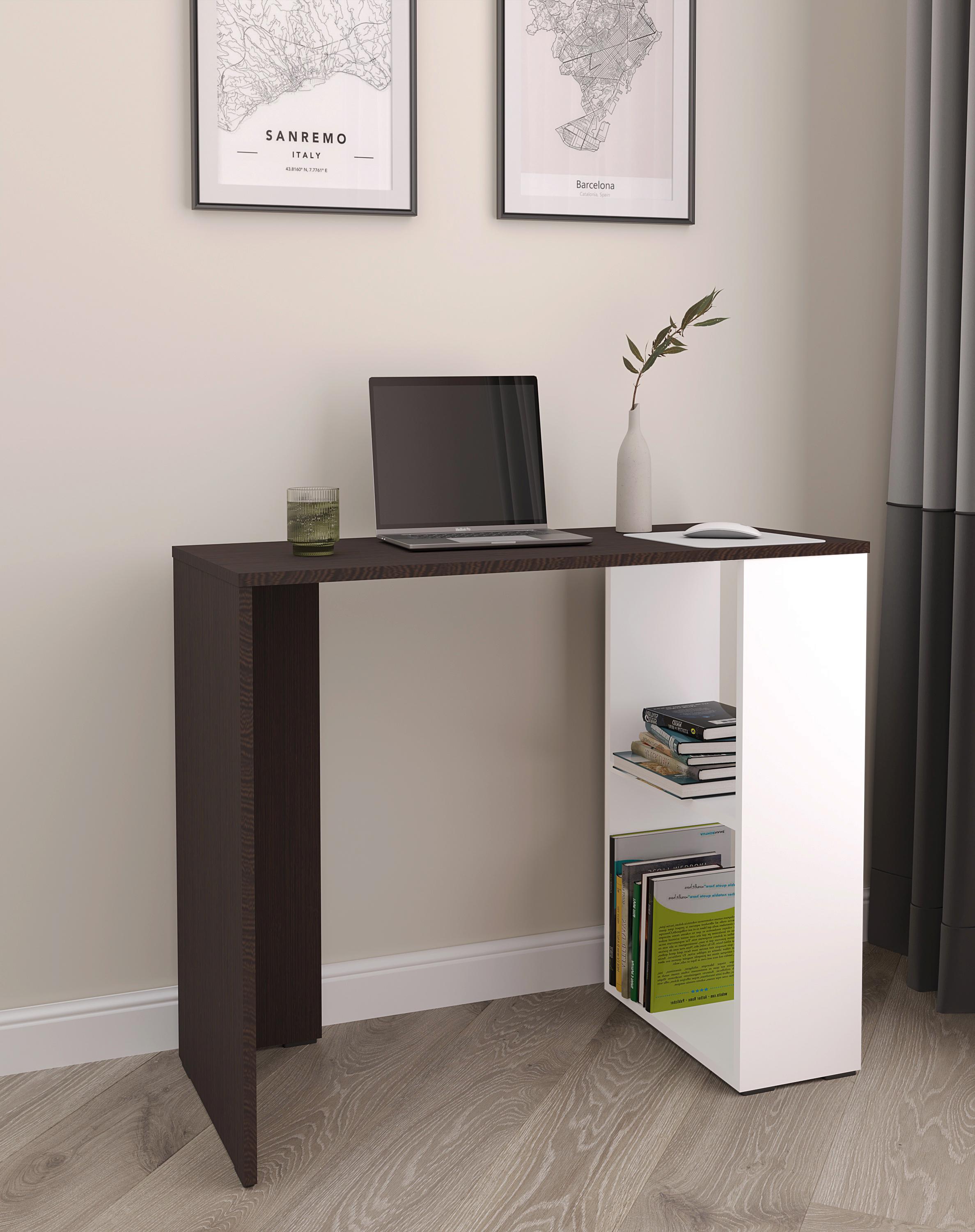 Стіл письмовий з полицями 90х75х40 см Венге магія/Білий