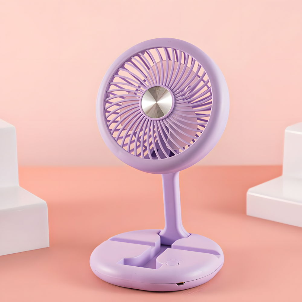 Вентилятор портативний настільний на акумуляторі 400 мАг USB 2 режими тримач для телефону Бузковий (27432467) - фото 7 Вентилятор портативний настільний на акумуляторі 400 мАг USB 2 режими тримач для телефону Бузковий (27432467) - фото 7