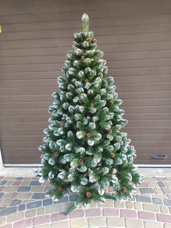 Искусственная елка элитная премиум 1.8 м с шишками и жемчугом Темно-зеленый (7149)