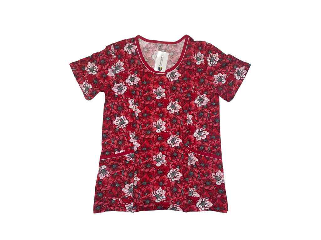Футболка женская Трикомир 070130106а Цветы р. 50 Красный (21643157)