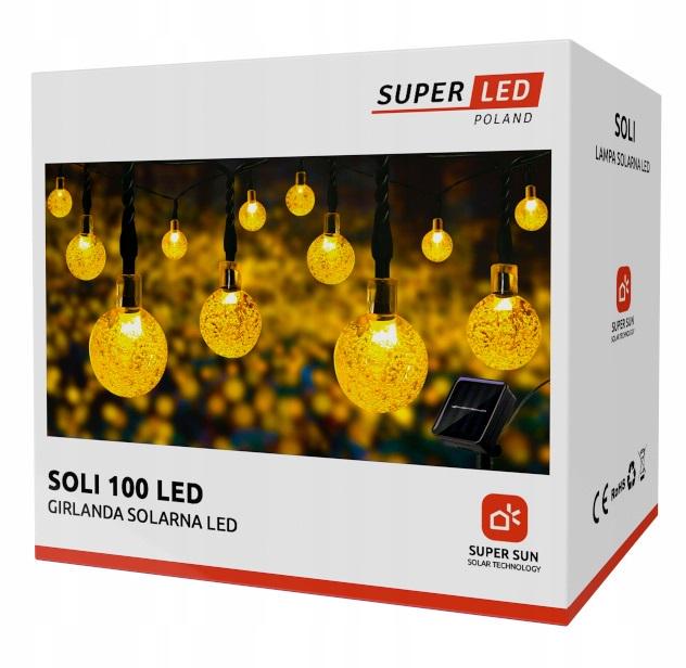 Гирлянда солнечная 100 LED-шариков SuperLED Soli 19 м теплый белый свет IP65 Гирлянда солнечная 100 LED-шариков SuperLED Soli 19 м теплый белый свет IP65