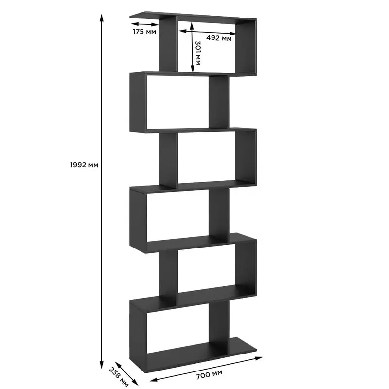 Стелаж змійка Джеко 700 Антрацит (26639522) - фото 2 Стелаж змійка Джеко 700 Антрацит (26639522) - фото 2