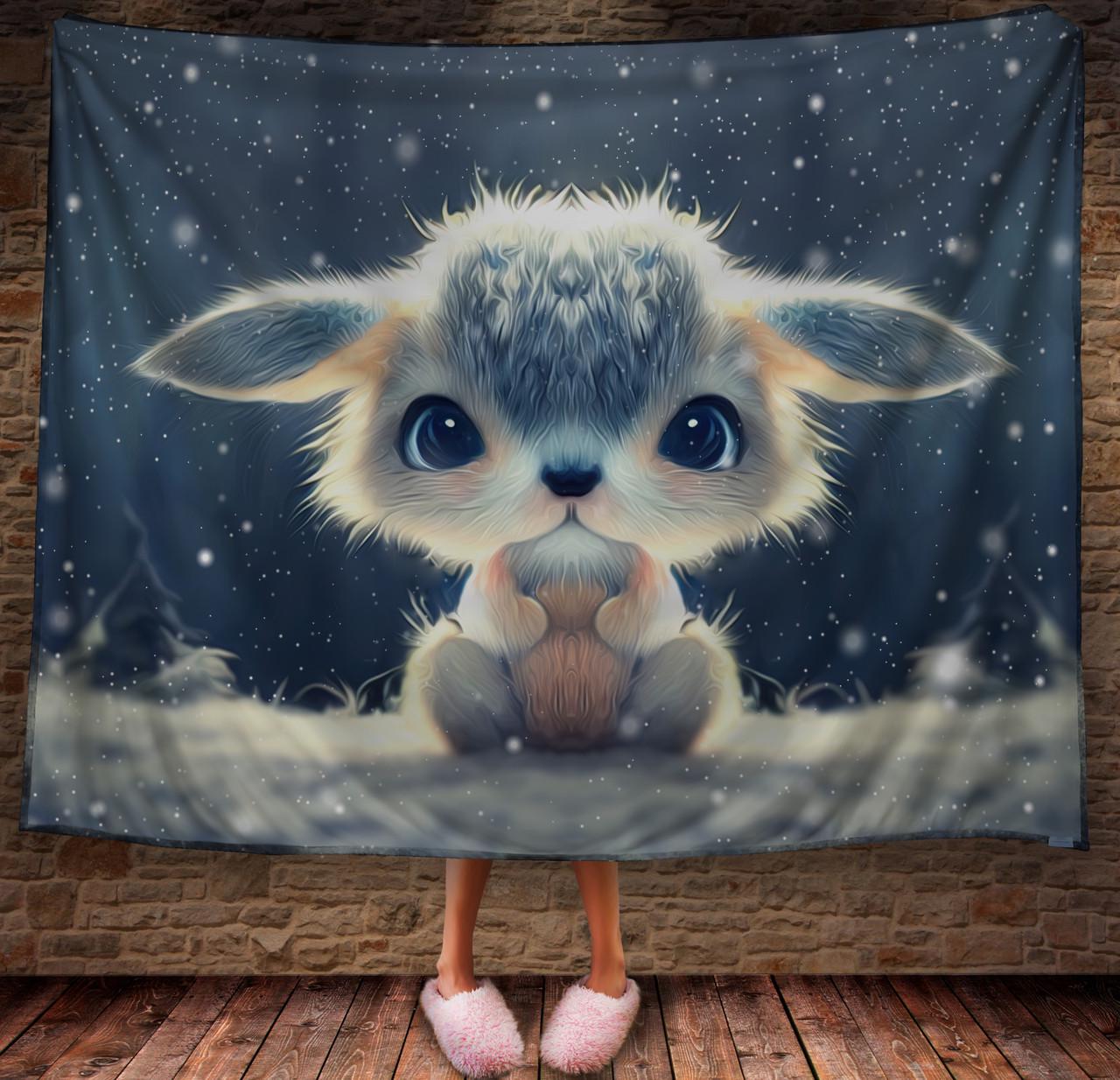 Плед із 3D принтом 34 Кролик у зимовому казковому лісі 150х200 см (epi_1846)