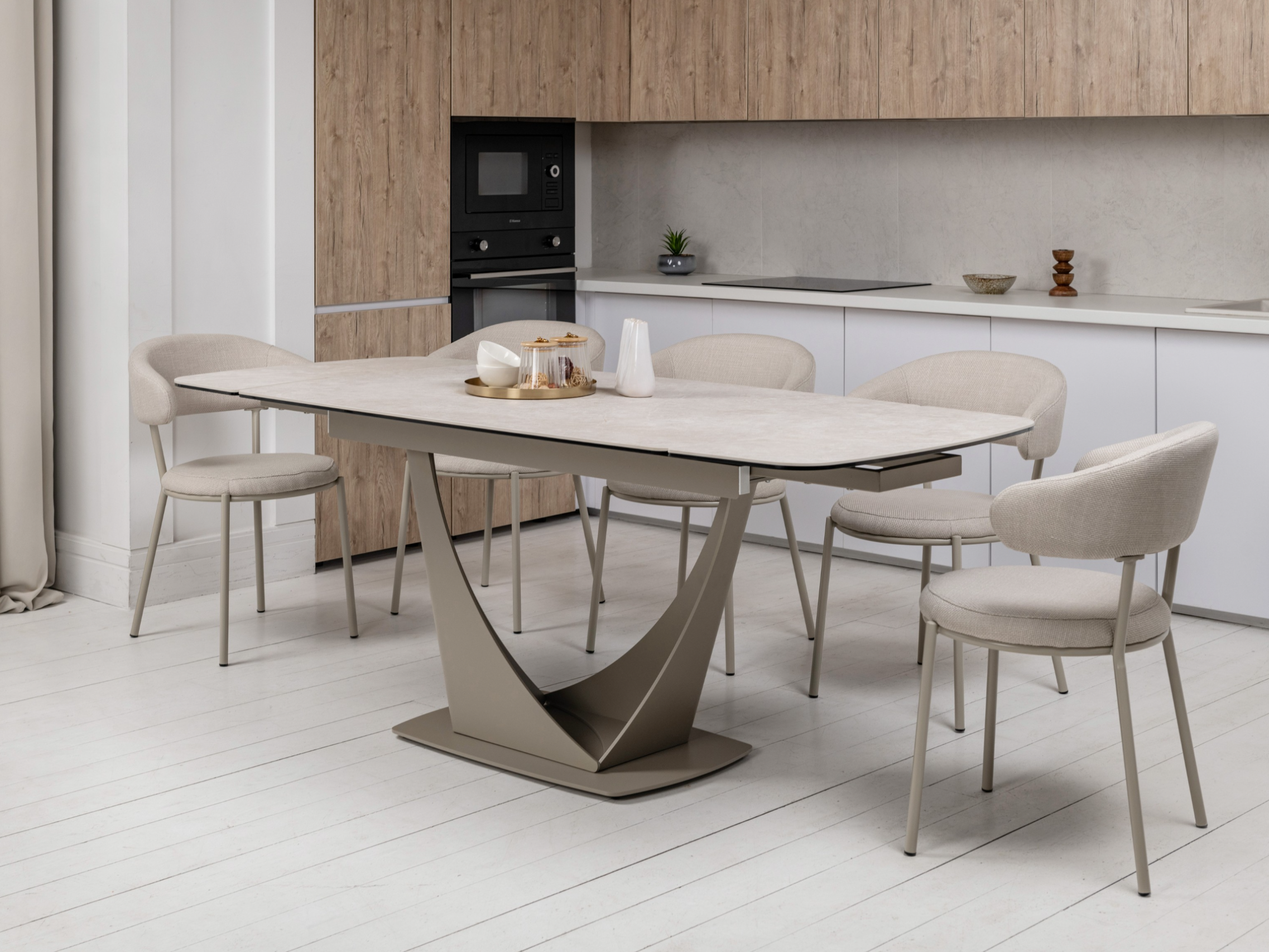 Стіл обідній розсувний Vetro Mebel Еліо 1400- 2000x900x760 мм Сахара/Бежевий (TМL-990) - фото 9 Стіл обідній розсувний Vetro Mebel Еліо 1400- 2000x900x760 мм Сахара/Бежевий (TМL-990) - фото 9