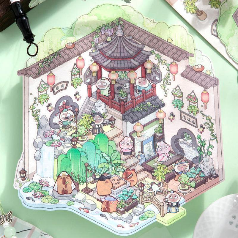 Набор наклеек стикеров румбокс 3D наклейки комната домик Японский сад (25-89)