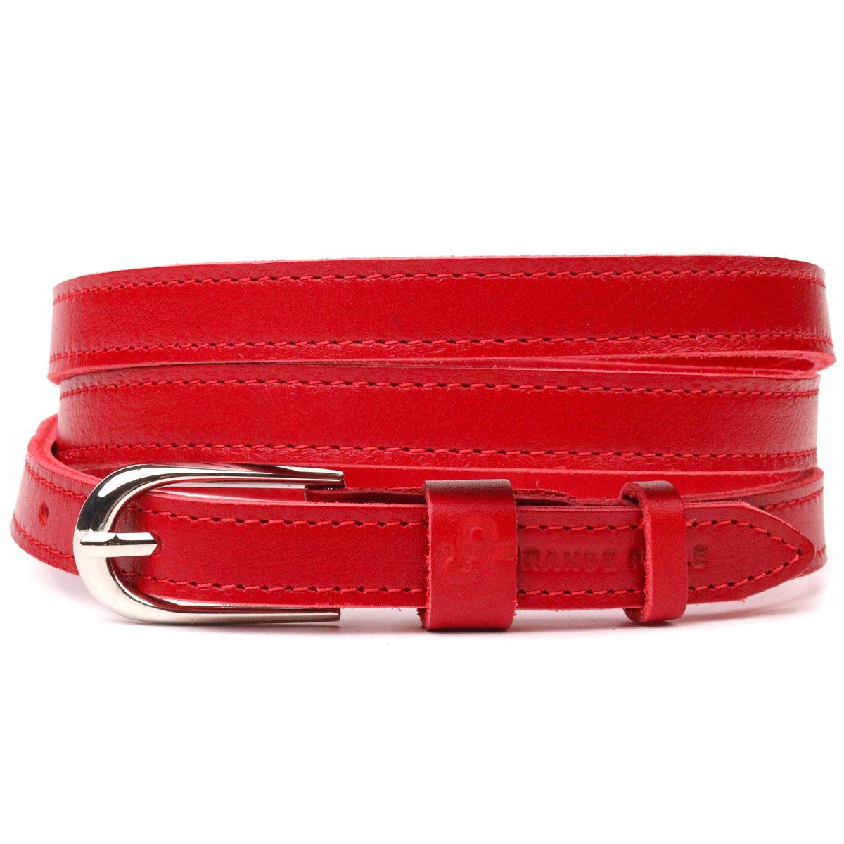 Ремінь вузький жіночий шкіряний GRANDE PELLE Leather Belt 21440 Червоний (55229)