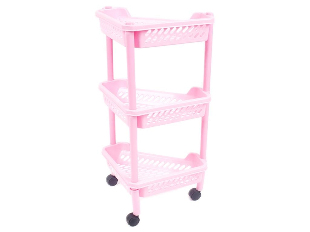 Полиця кутова для підлоги 3-ярусна Рожевий (MCS-13045-4)