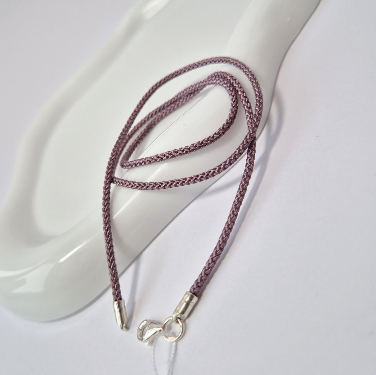 Шнурок на шию шейк 2 мм срібло 925 проби 0,98 г 45 см Бузковий (6010/2ш )