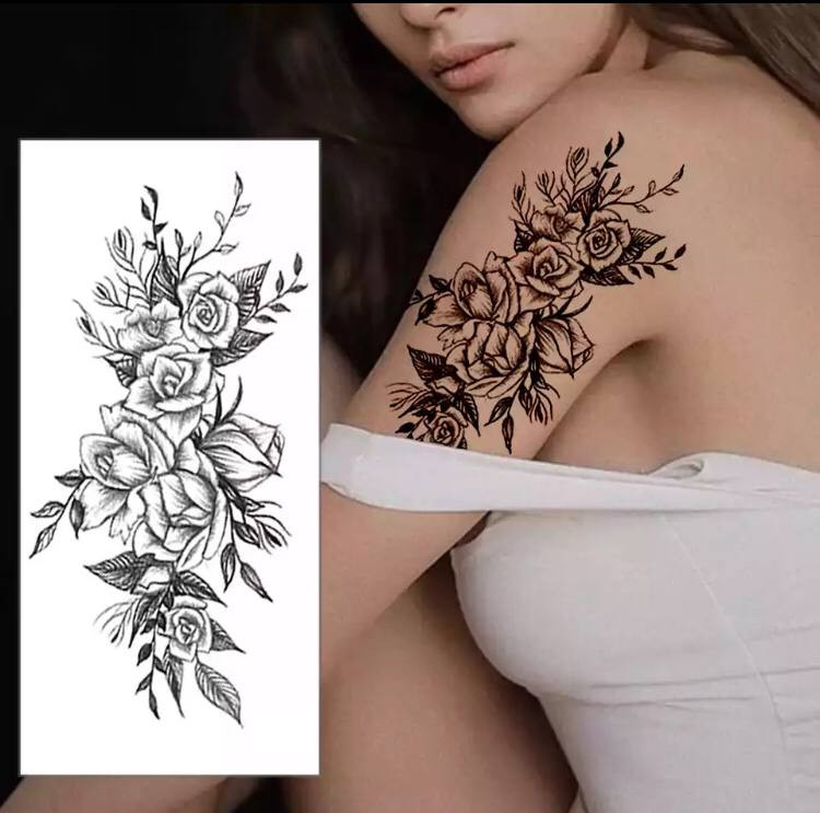 Тату тимчасове водостійке 3D велике Квіти BK-022 18х9 см (4419418) - фото 4 Тату тимчасове водостійке 3D велике Квіти BK-022 18х9 см (4419418) - фото 4