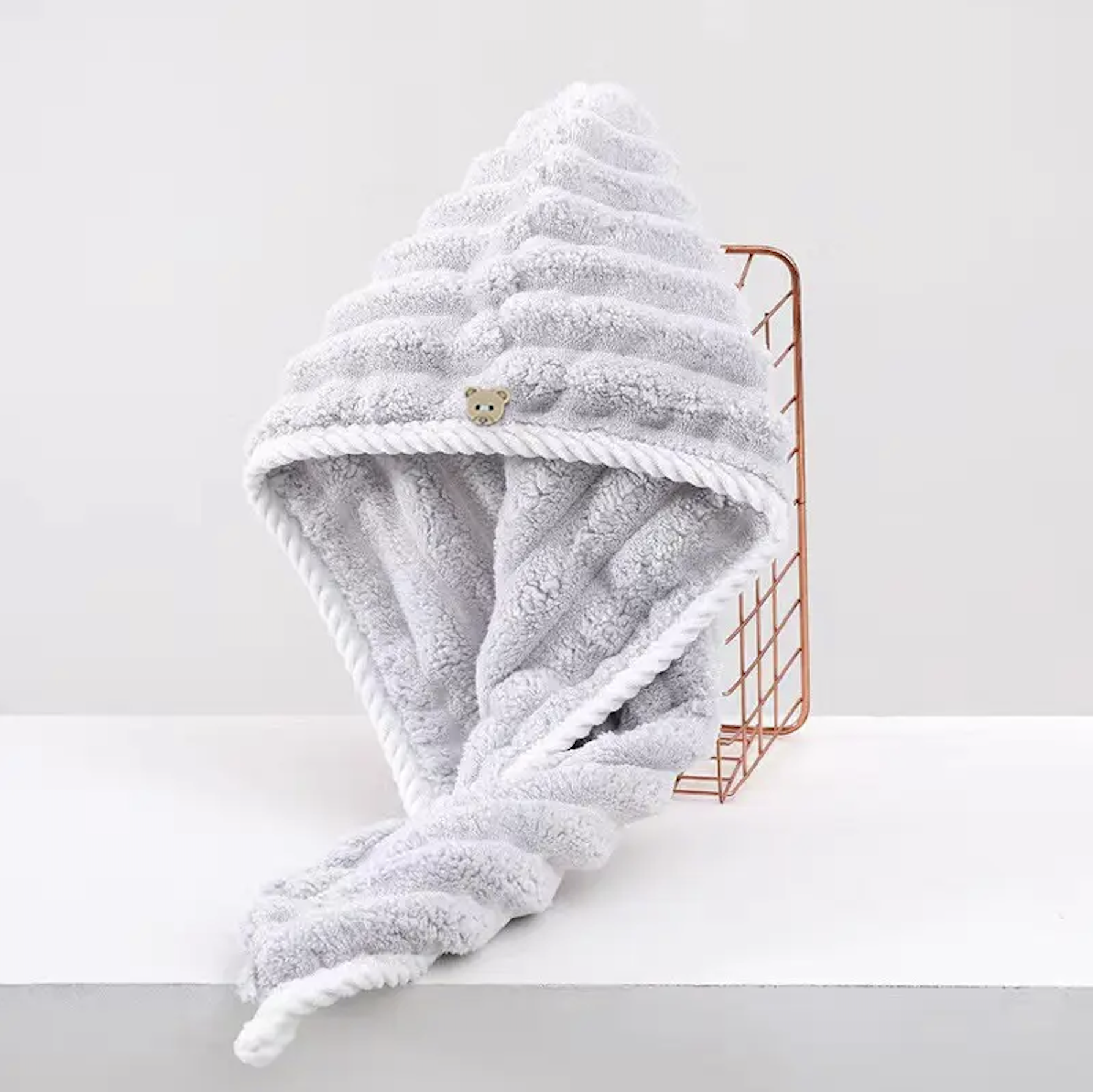 Рушник тюрбан для сушіння волосся з мікрофібри м'який Сірий Рушник тюрбан для сушіння волосся з мікрофібри м'який Сірий