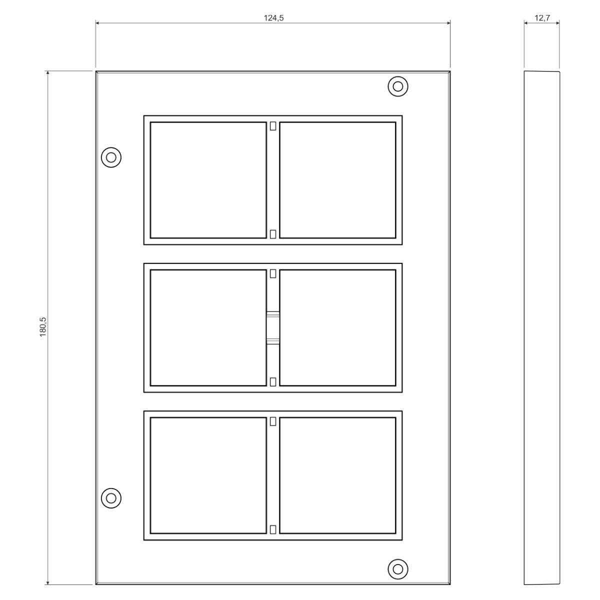 Рамка шестимодульная KOPOS для модульных приборов QUADRO KOPOBOX 80 для полов 124,5х180,5х12,7 мм (PP 80/45/6_LB) - фото 2