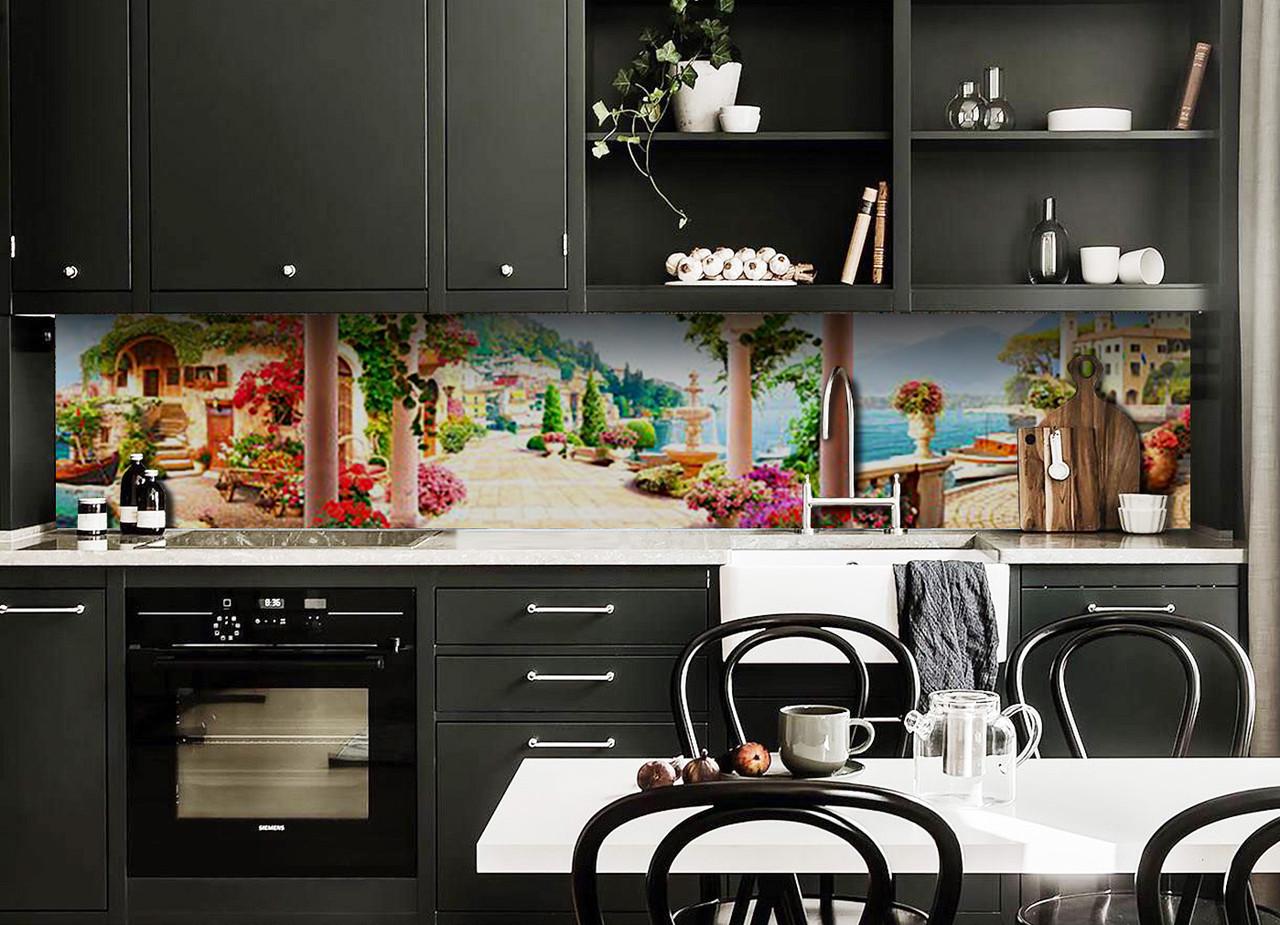 Кухонный фартук Солнечная набережная античность из самоклеющейся виниловой пленки 65х250 см Бежевый