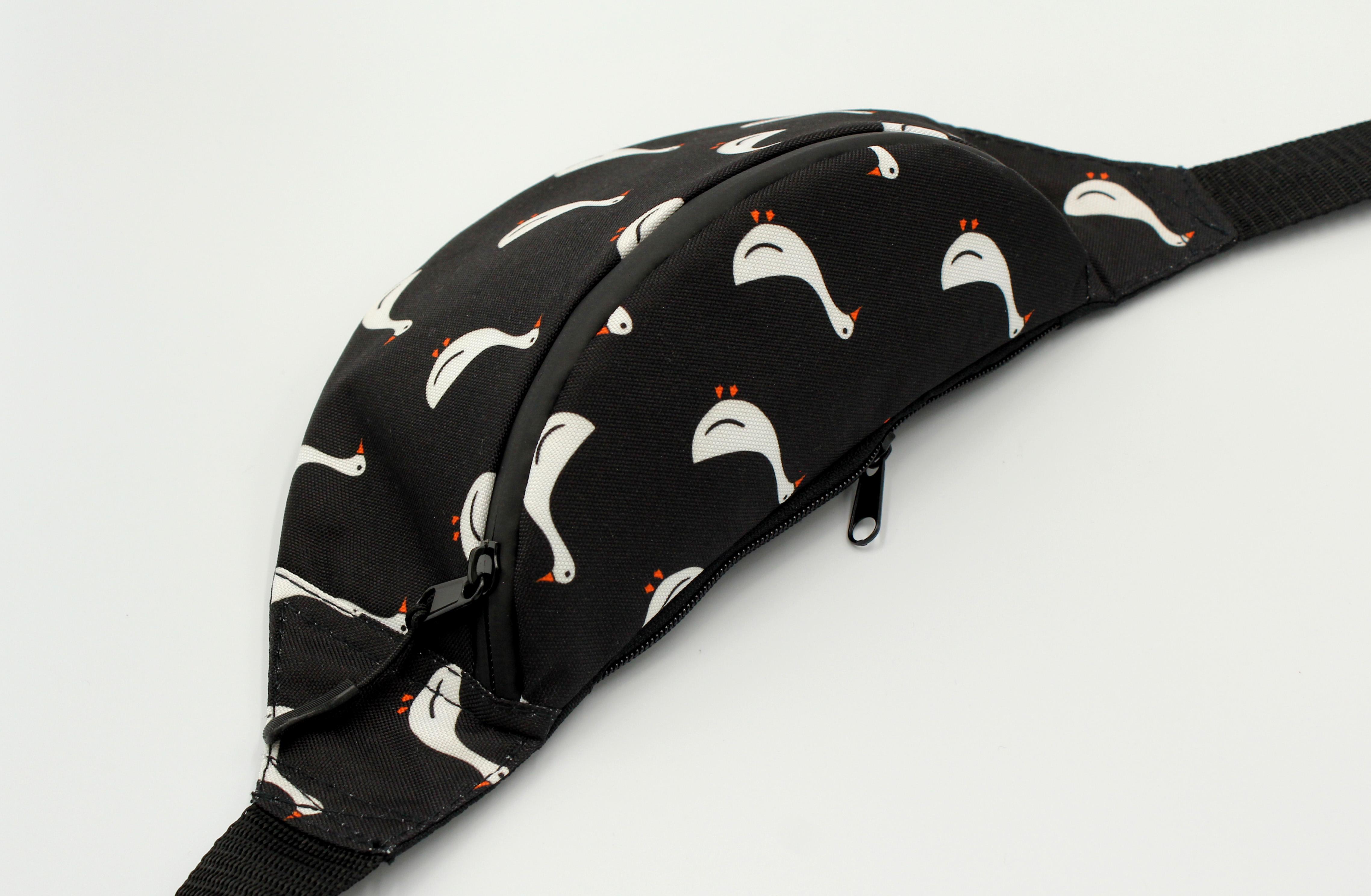 Сумка бананка Гуси Чорний (BT-034) - фото 4 Сумка бананка Гуси Чорний (BT-034) - фото 4