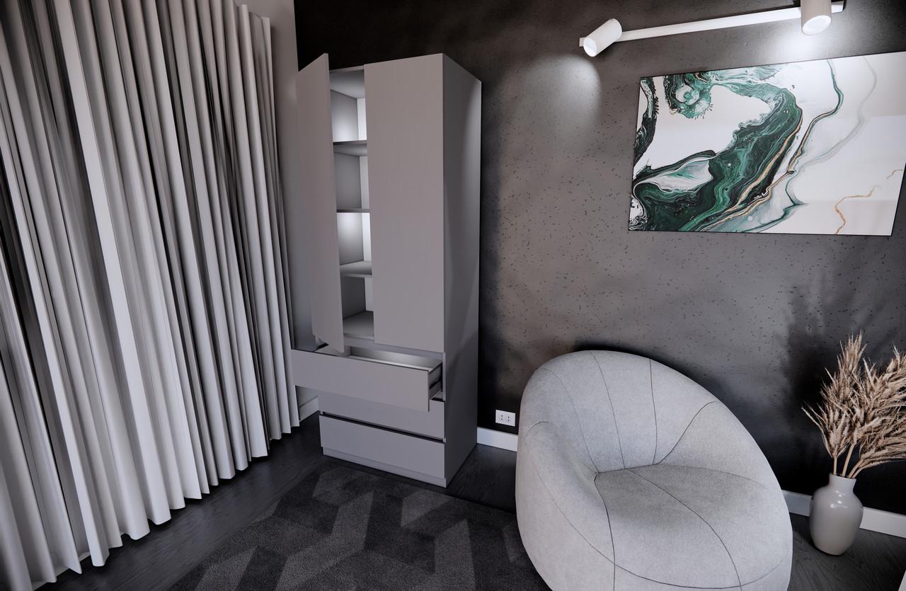 Шафа на 3 шухляди з 3 полицями 80х50х210 см Сірий світлий (VX3B3SLG) - фото 1