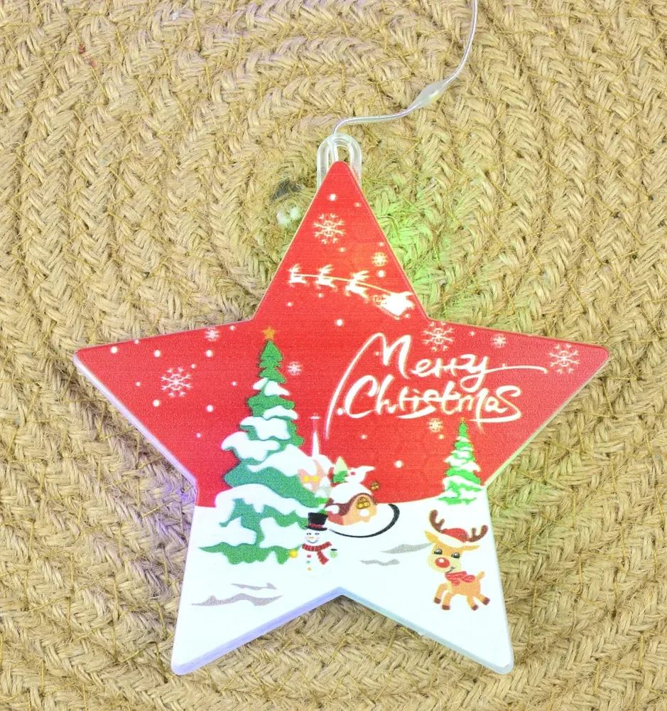 Гирлянда штора с фигурками луны/елки/снегаря/звезды и сапога 10 фонариков (29433628) - фото 5