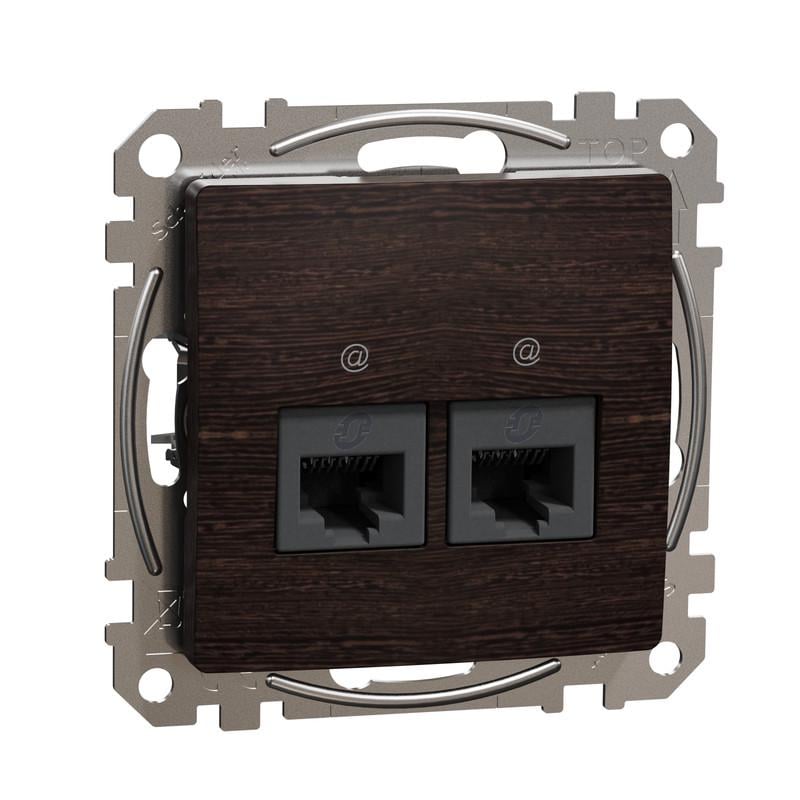 Розетка компьютерная Schneider Electric ABS-UV Sedna Design&Element RJ45 5е UTP двойная Венге (SDD181452)