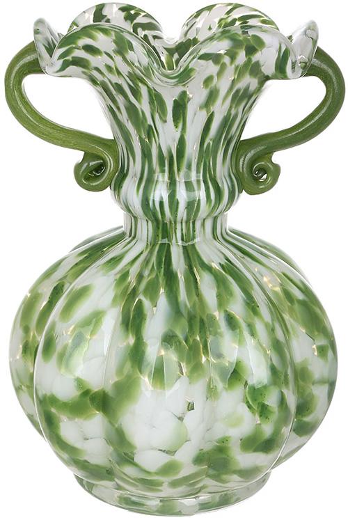 Ваза стеклянная ручной работы Royal Glass Home с ручками 26 см Зеленый (BD-448-112)