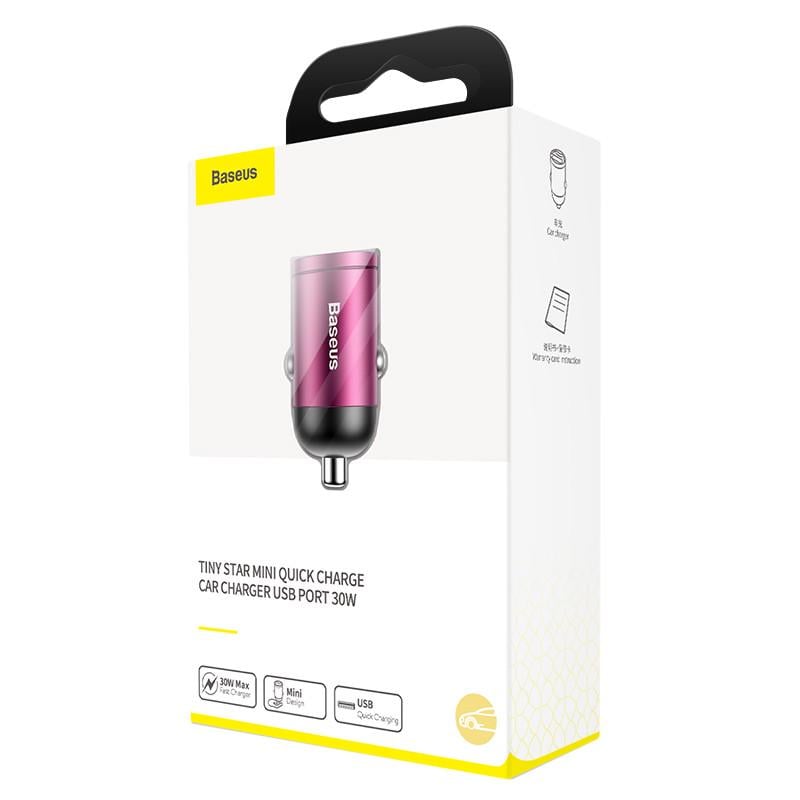 Автомобильное зарядное устройство BASEUS Tiny Star Mini Quick Charge 1USB QC3.0 30 W Pink - фото 4