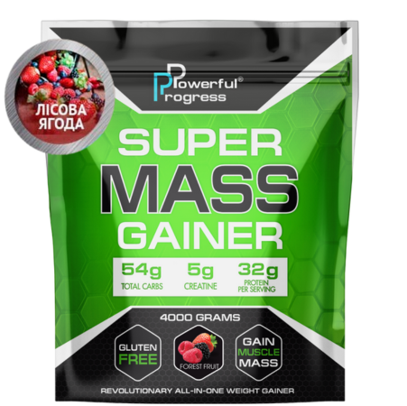 Гейнер високобілковий для набору маси Powerful Progress Mass Gainer Лісові ягоди 4 кг (7448)