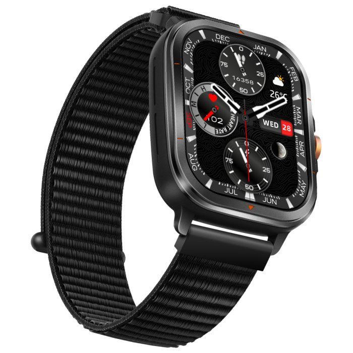 Смарт-часы Smart Bavaro Nano Nylon 2 ремешки со стальным корпусом 50 мм Черный (150-96-2213)