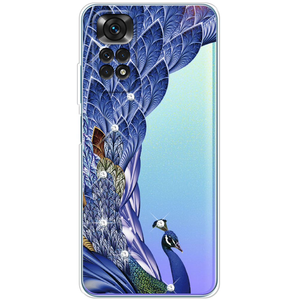 Чехол BoxFace Xiaomi Redmi Note 11 Global Version Павлин со стразами Прозрачный силикон (44124-rs7-44124)