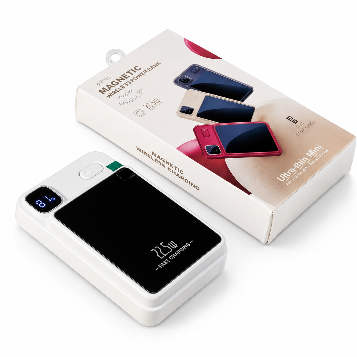 Повербанк магнитный Magnetic 90000 mAh 22,5 Вт беспроводной с быстрой зарядкой Type-C/LED-дисплеем/креплением для смартфона (mag90)