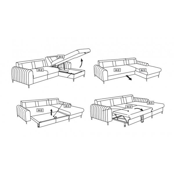 Диван угловой раскладной Monaco Perfect Home натуральное дерево ДСП/ткань Velluto 33 Янтарный (49559) - фото 9