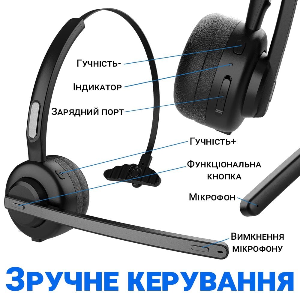 Гарнітура бездротова Bluetooth 5.2 Digital Lion TH10 з мікрофоном для кол-центру - фото 5